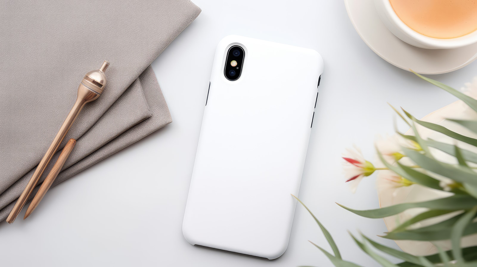 Móvil con una funda blanca